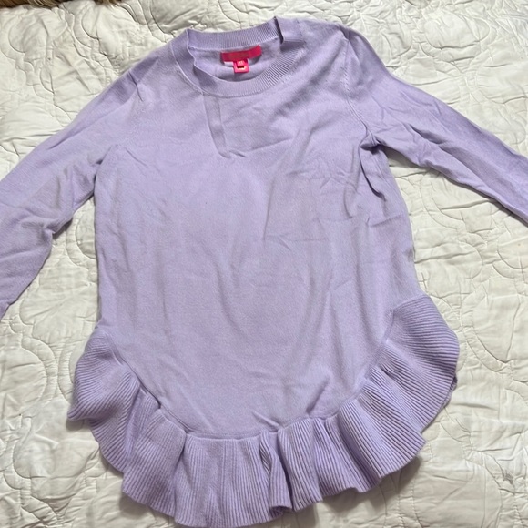 Purple Lilly Pulitzer Sweater with ruffle hem - Picture 1 of 2